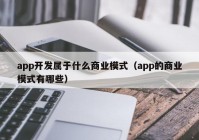 app开发属于什么商业模式（app的商业模式有哪些）